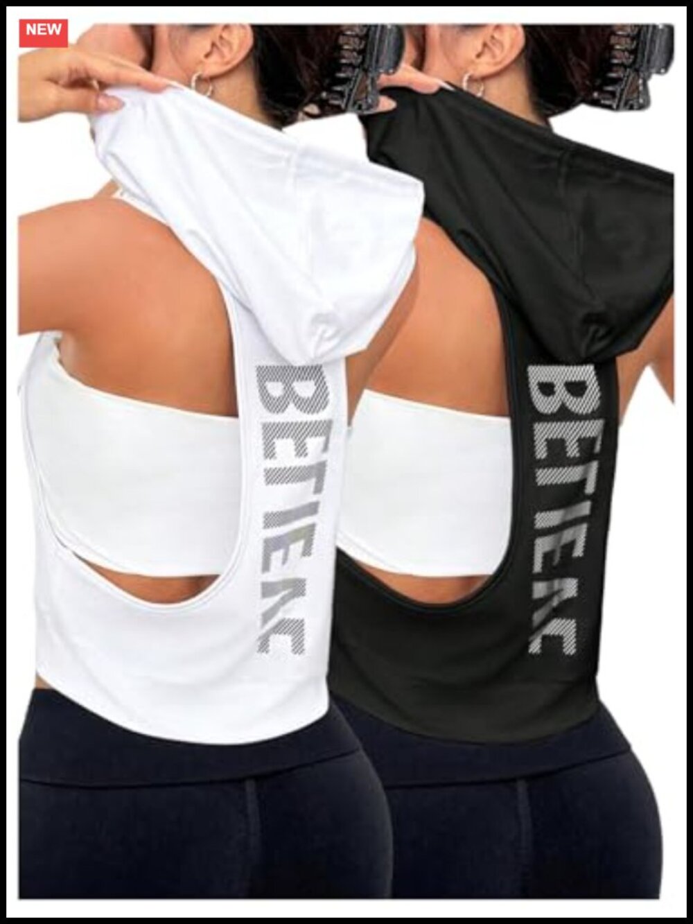Sleeveless Hoodie Tank Top Cropped Gym Workout Activewear